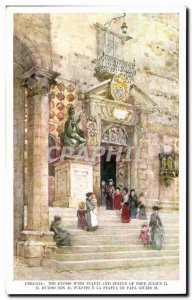 Old Postcard The Duomo Perugia with pulpit and statue of pope julius it he co...