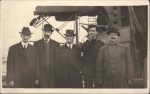 Men in Suits on Ship? Boston MA Cancel & Message From Boston RPPC 1913
