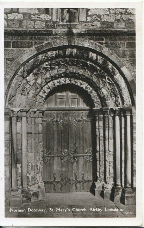 Cumbria Postcard - Norman Doorway, St Mary's Church, Kirkby Lonsdale - Ref 8520A