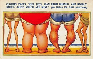 SOFA LEGS-MAN BORNEO-NOBBLY KNEES~GUESS WHICH ARE MINE?~BAMFORTH COMIC POSTCARD