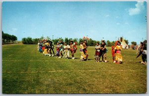 Vtg Native American Indians Square Dancing Postcard