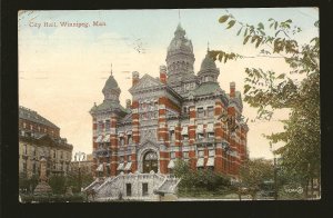 Postmark 1911 Niagara Falls City Hall Winnipeg Valentine Postcard