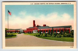 Shriners Hospital For Crippled Children Greenville South Carolina Linen Postcard