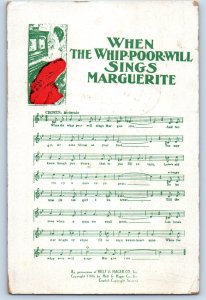 1908 The Whip Poor Will Sings Marguerite Music Song Wellington KS Postcard