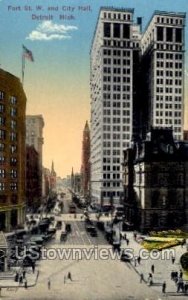 Fort St. W. and City Hall in Detroit, Michigan