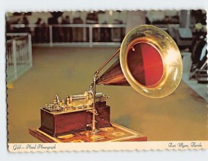 Postcard Gold-Plated Phonograph, Edison Museum, Fort Myers, Florida