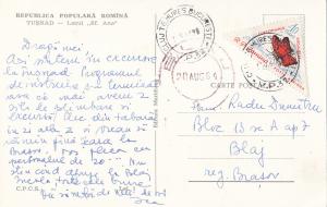 Romania postcard from `60s attractive butterfly stamp Tusnad Sf. Ana Lake