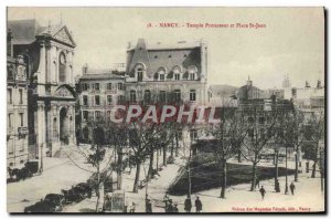 Old Postcard Protestant Church and Place St Jean Nancy