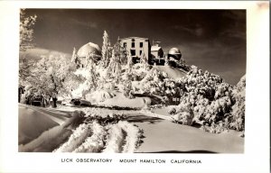 RPPC, Lick Observatory in the Snow, Mount Hamilton CA Vintage Postcard G53