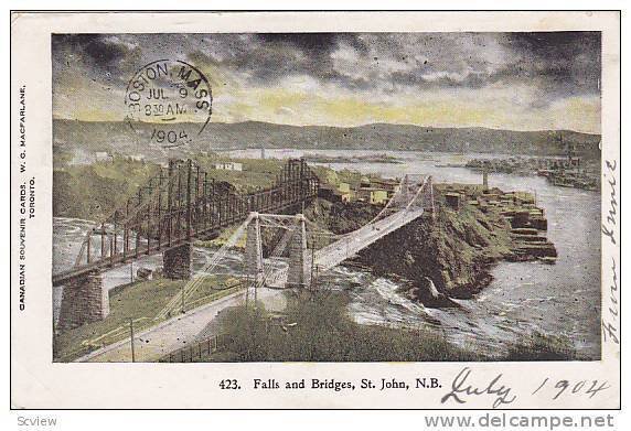 Falls and Bridges, St. John, New Brunswick, Canada, PU-1904