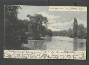 1909 Post Card Albany Ny Washington Park Lake UDB