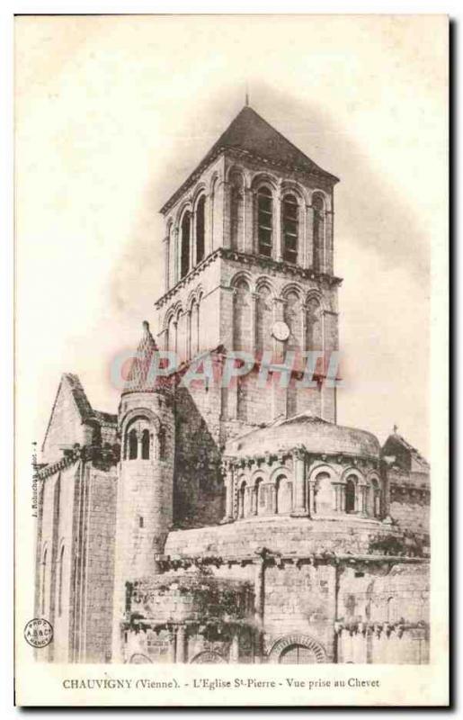 Old Postcard Chauvigny L & # 39Eglise St Pierre Vue Prize to the Bedside