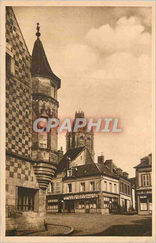 Old Postcard 26 Verneuil sur avre (eure) street gun turret of the fifteenth h...