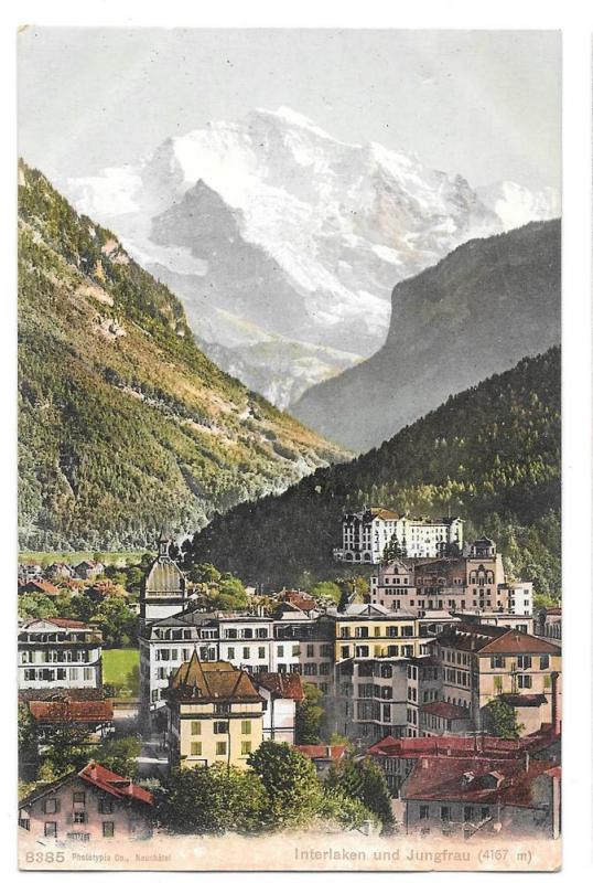 Switzerland Interlaken Jungfrau Swiss Alps Vintage Postcard