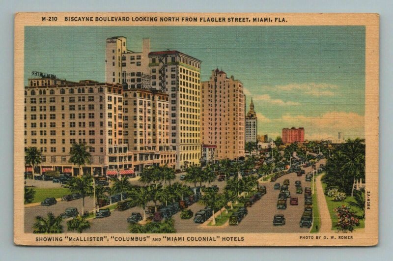 Biscayne Boulevard Flagler Street Miami Florida Postcard