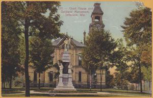 Jefferson, Wis., Court House and Soldier's Monument - 1910