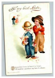 Vintage 1914 Ellen Clapsaddle Valentines Postcard Discarded Love Cute Children