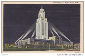 State Capitol at Night, Lincoln, Nebraska, 30-40s