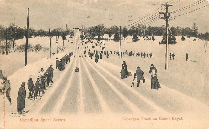 1905 Postmark On Canada Sport Series Postcard. Tobaggan track On Mount Royal