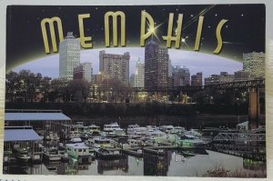Aerial View Dusk Memphis Tennessee Vintage Postcard