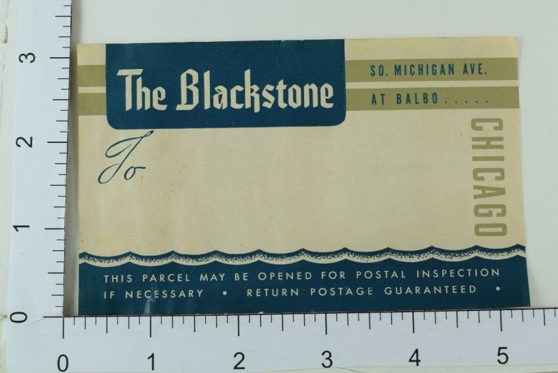 Poster Stamp Luggage Label Vintage The Blackstone Chicago 2 E5