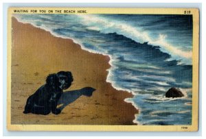 c1940s Waiting For You On The Beach Here Vintage Unposted Postcard