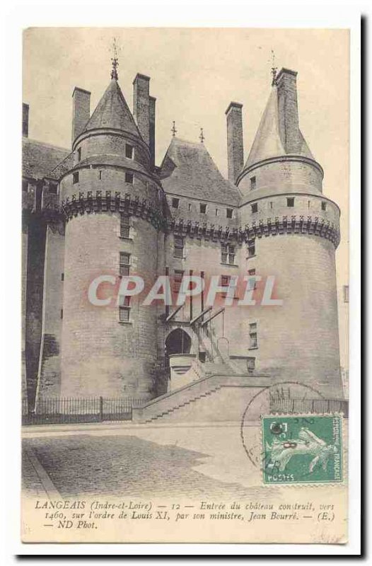 Langeais Old Postcard Entree du chateau built around 1460 on & # 39ordre of L...