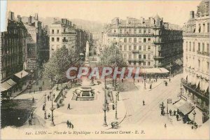 Old Postcard Lyon instead of the republic the Carnot monument