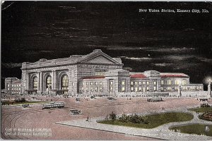 Postcard TRAIN STATION SCENE Kansas City Missouri MO AI4814