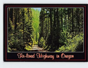 Postcard Fir-lined Highway in Oregon