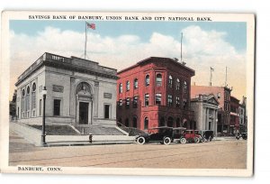 Danbury Connecticut CT Postcard 1915-1930 Savings Bank of Danbury Union Bank