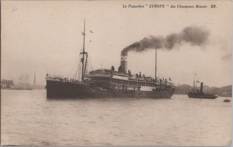 Postcard Ship Le Paquebot Europe des Chargeurs Reunis