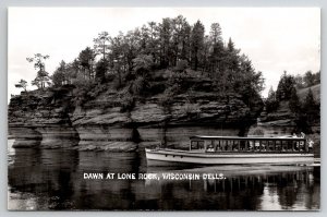 Wisconsin Dells RPPC Dawn at Lone Rock Real Photo Postcard J25
