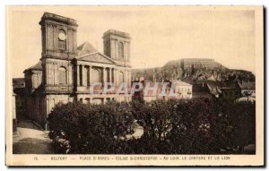 Belfort Old Postcard Place d & # 39armes Church St Christophe As far cahteau ...