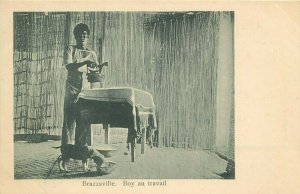 French Congo Brazzaville native boy at work postcard edition Mena Vieira 