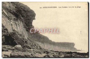 Old Postcard Arromanches The cliffs seen from the beach