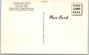 CENTRALIA, Washington  WA   Roadside CLOVER LEAF MOTEL  ca 1940s Linen Postcard
