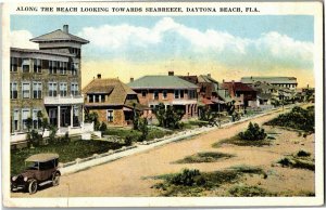 Along the Beach Looking Towards Seabreeze, Daytona Beach FL c1925 Postcard D55