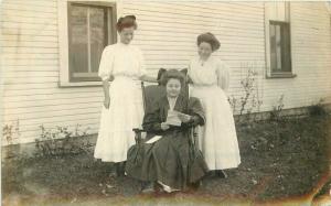 1908 Woman reading letter Rushy Sayvana Ohio RPPC Photo Postcard 3851