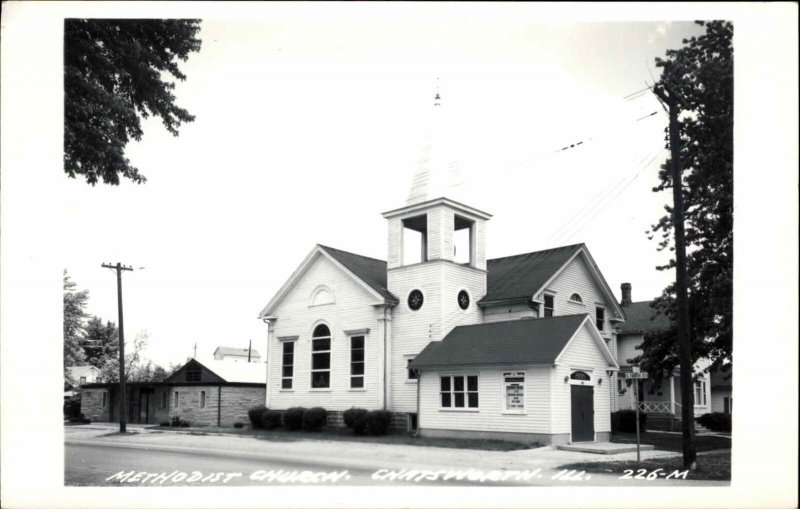 Chartsworth IL Methodist Church c1950s Real Photo Postcard