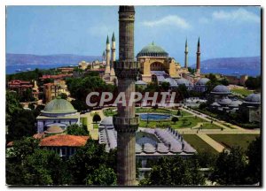 Modern Postcard The minaret of the Mosque and St. Sophia Blue Istanbul Turkey