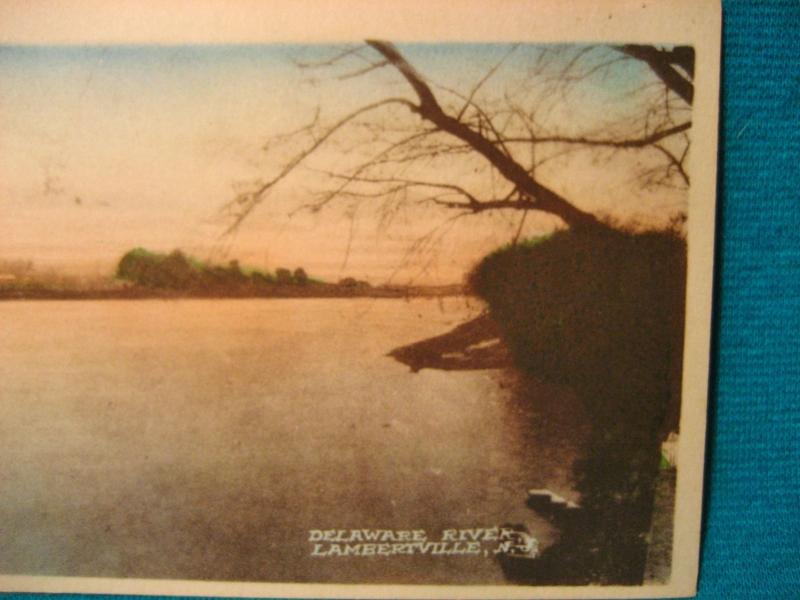 1915-30 Lambertville NJ Hand Color Delaware River View New Jersey Nomis NY RARE 