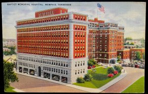 Vintage Postcard 1940's (Old) Baptist Memorial Hospital, Memphis, Tennessee (TN)