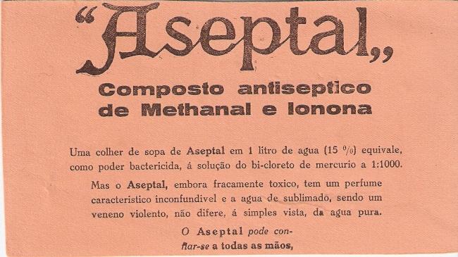 Aseptal, Ad on blotter