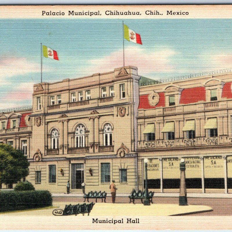 c1940s Chihuahua, Mexico Municipal Hall Palacio Flags Government Building A346