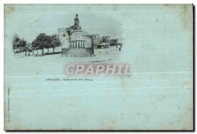 Old Postcard Statue of King Rene Angers Chateau