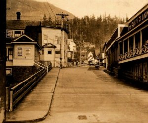 RPPC Bawden Street View Ketchikan Alaska AK 1927 Postcard C17