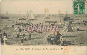 Old Postcard Arcachon rating plge The money at low tide
