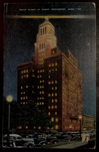 Vintage Postcard 1944 The Mayo Clinic, at Night, Rochester, Minnesota (MN)