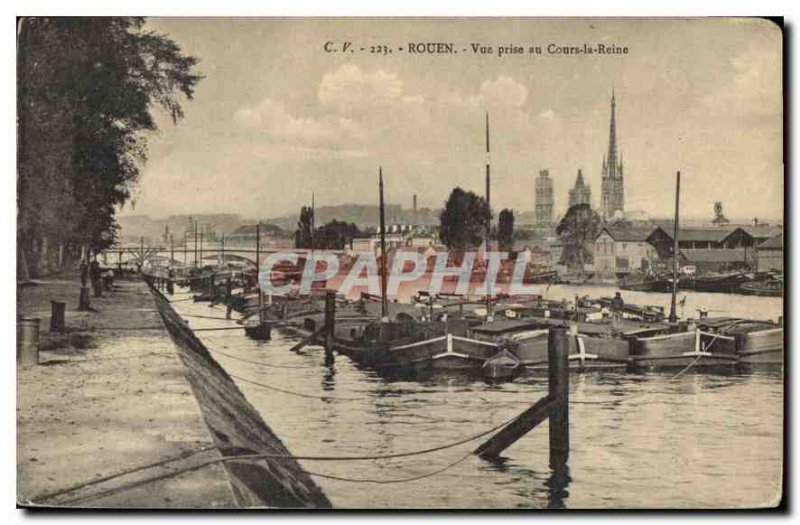 Old Postcard Rouen view taken courses Queen Boat